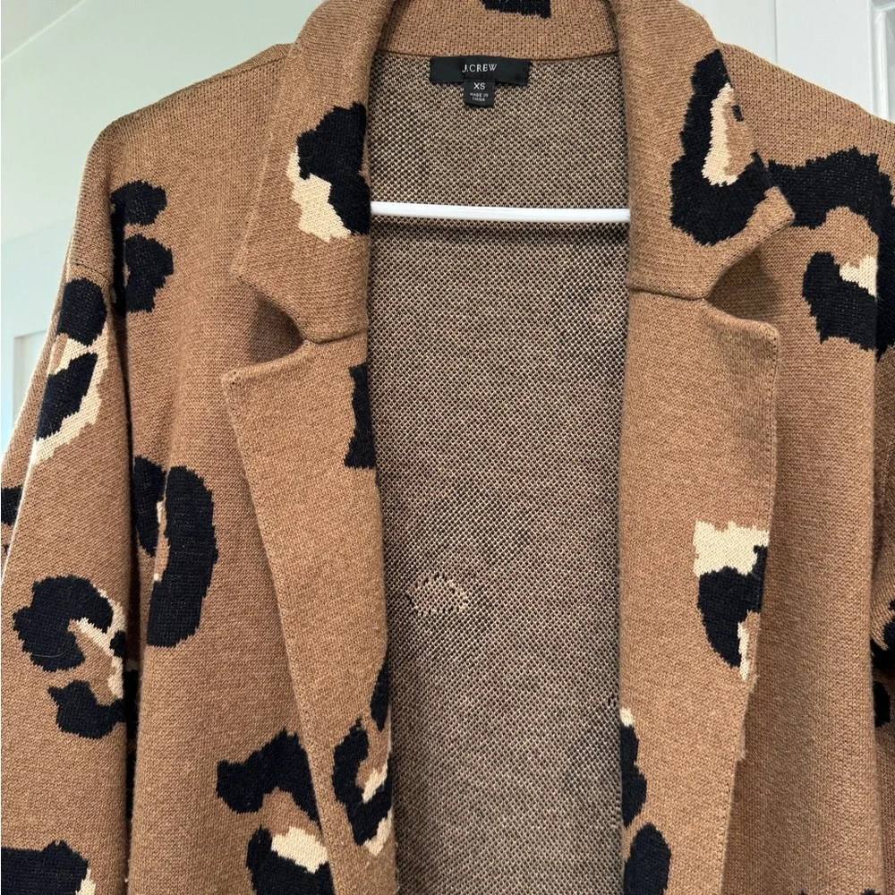 J. Crew Leopard Print Open Front Cardigan Sweater - Picture 5 of 7